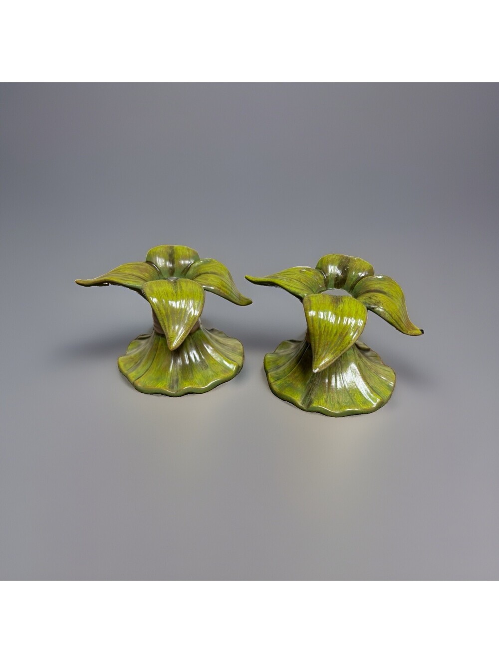 Pair Dept 56 Time to Celebrate Harvest Corn Husk Candle Holders Ceramic Fall